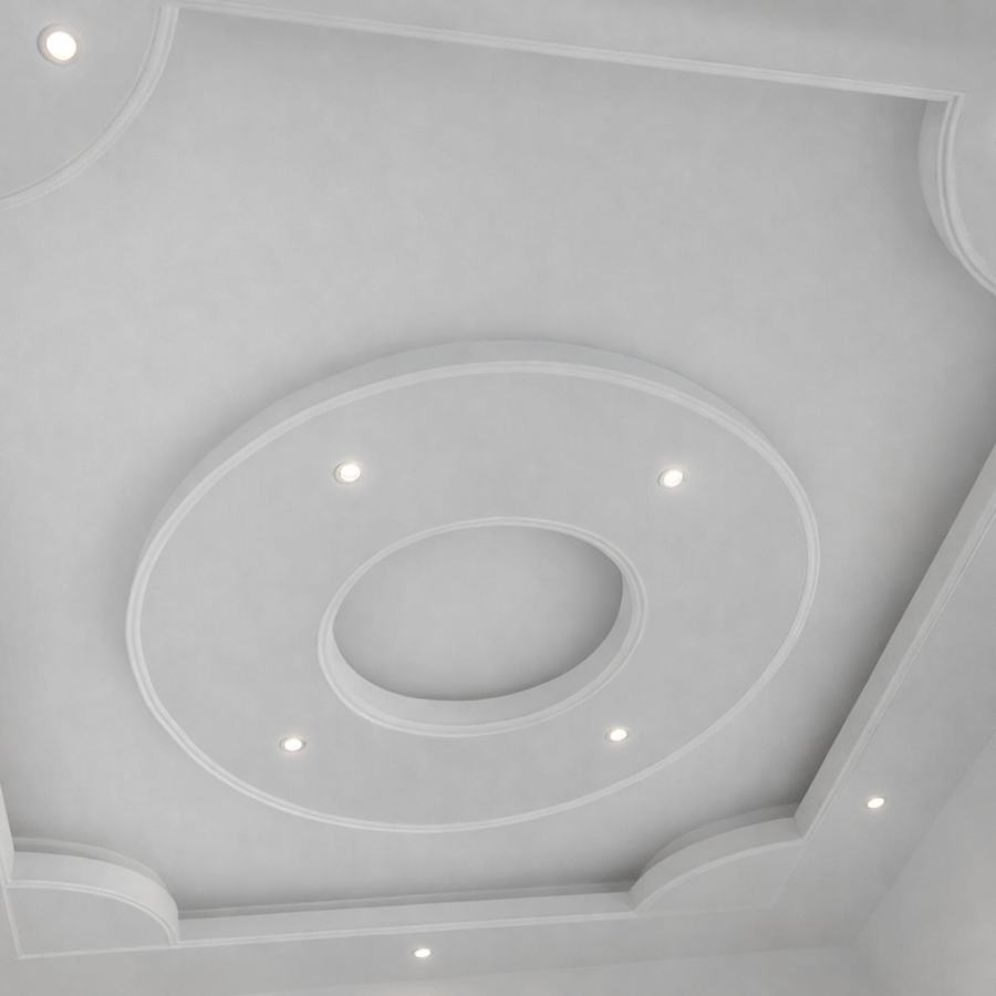 Oval formda gizli LED ışık havuzu tavan detayı