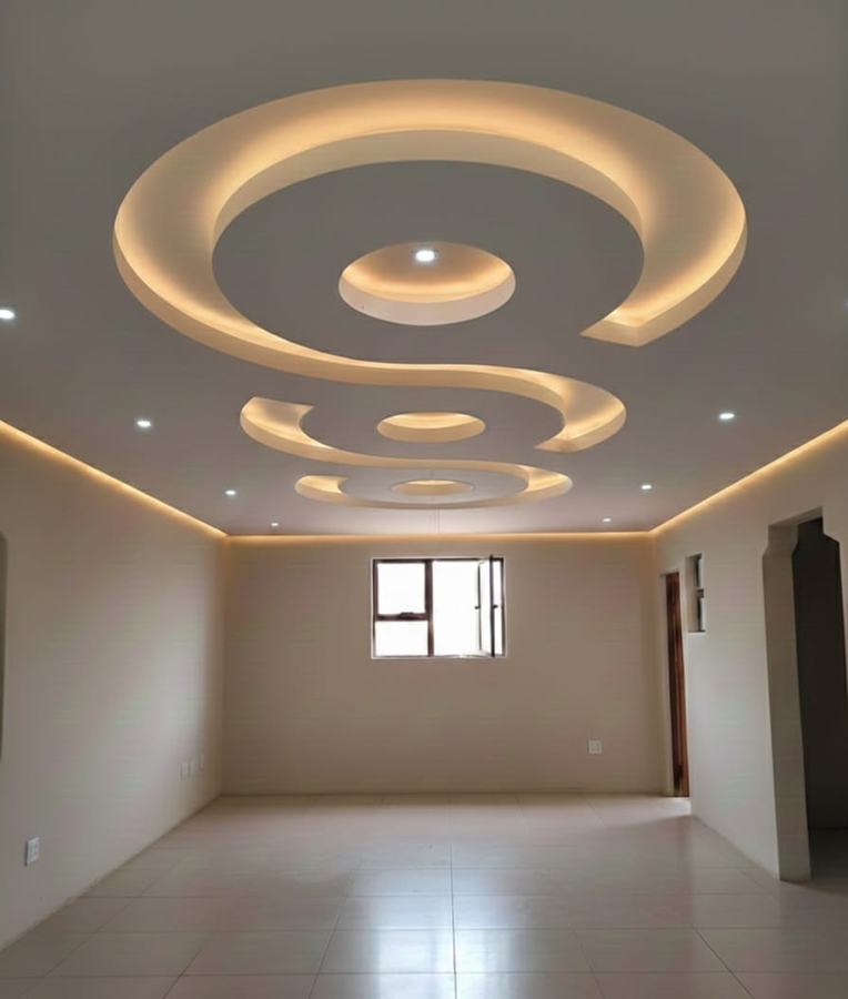 Sarmal spiral formda ışıklı asma tavan